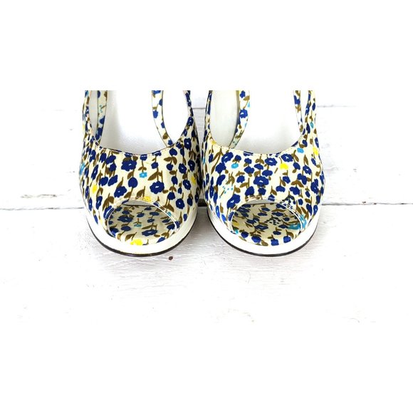 Aldo satin pumps floral high heel peep toe platform heels 37 - Picture 3 of 6